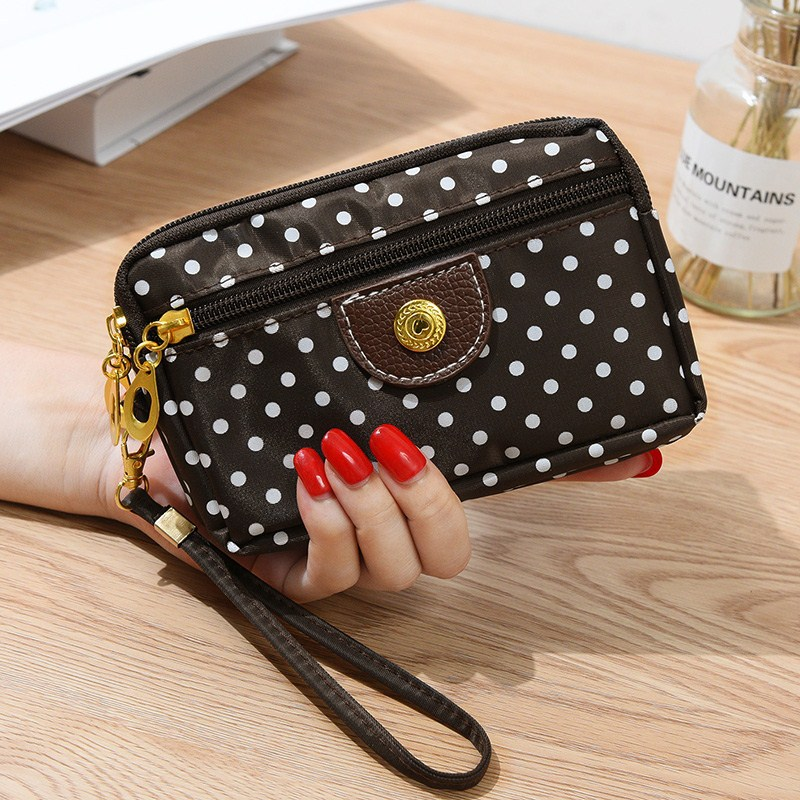 Four-Zipper Nylon Fabric Clutch Short Wallet For Women, Coin Purse, Key Holder, Large Screen Phone Wristlet, Small Bag,_voghion.com