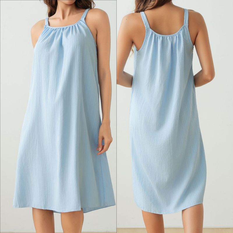 Nuova camicia da notte estiva da donna con bretelle, tinta unita, semplice e casual, da casa_voghion.com