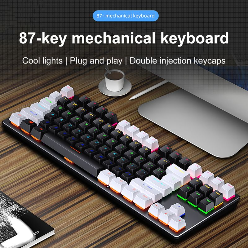 Farfi K550 Tastiera meccanica da gioco USB ergonomica non ritardata cablata con 87 tasti per ufficio_voghion.com
