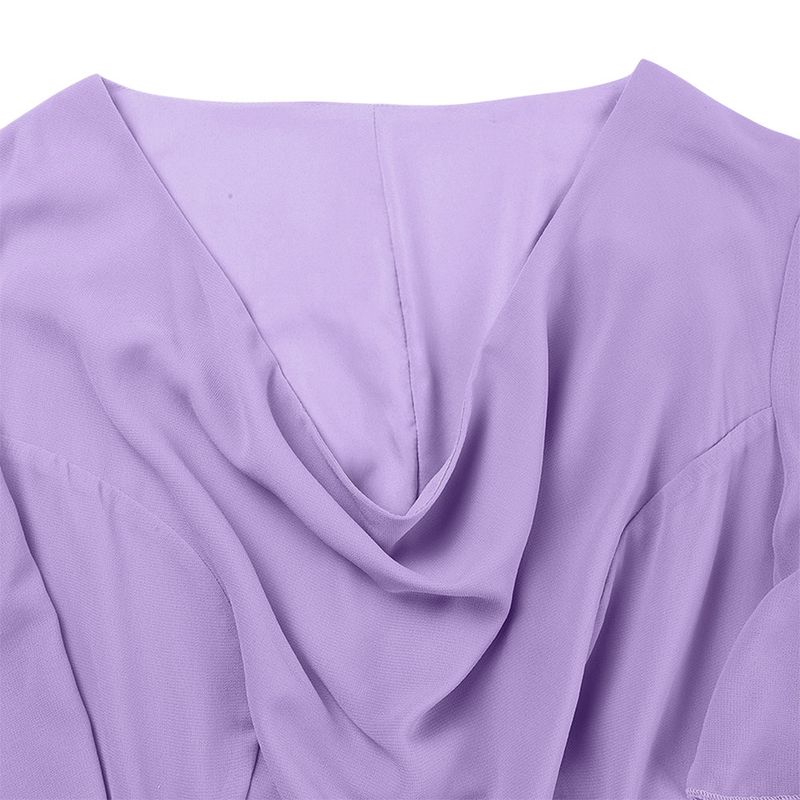 2025 Iwwerlappend Lotusblatärmelen, Récksaum, Olivfërmeg Virderkant, Kuerz Réck, Laang Chiffon Plus Size Damenkleeder,_voghion.com