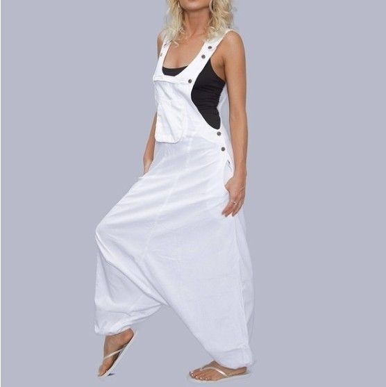 Casual cotton and linen overalls baggy pants_voghion.com