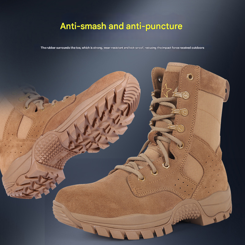 European Warm Series New Summer Training For Men, Brown Martin Cowhide Work Bo, High-top Men's Shoes, Breathable Shock-absorbing Safety_voghion.com