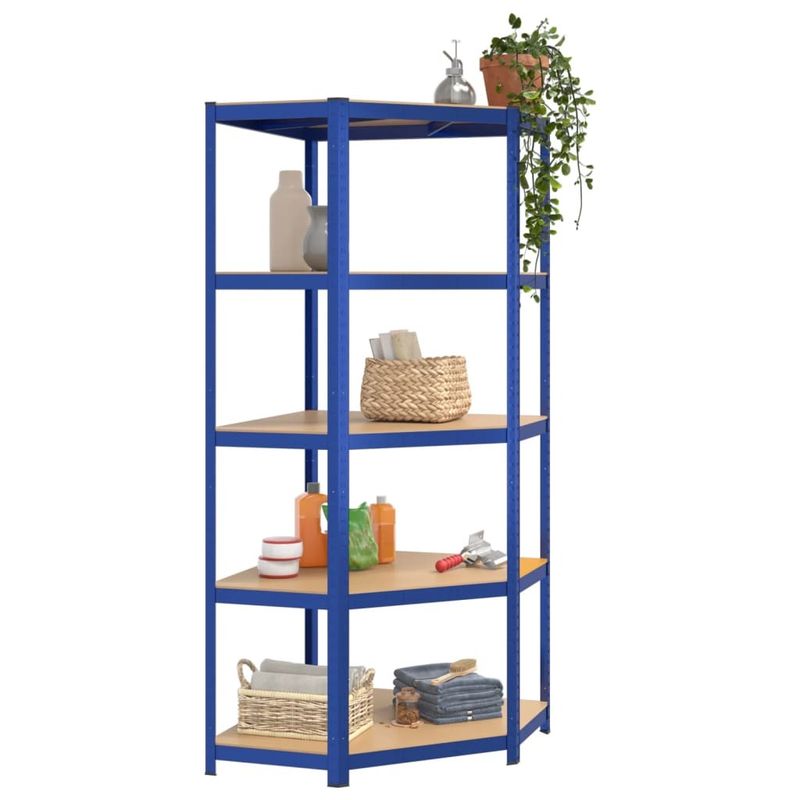 5-Layer Shelves 4 pcs Blue Steel&Engineered Wood_voghion.com