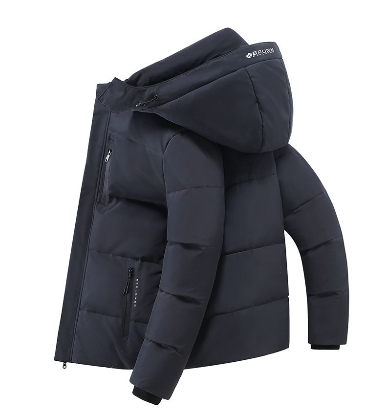 Piumino corto invernale da uomo - Cappotto caldo con cappuccio con potere riempitivo 550, leggero ed elegante per un abbigliamento casual (grigio, nero, rosso)_voghion.com