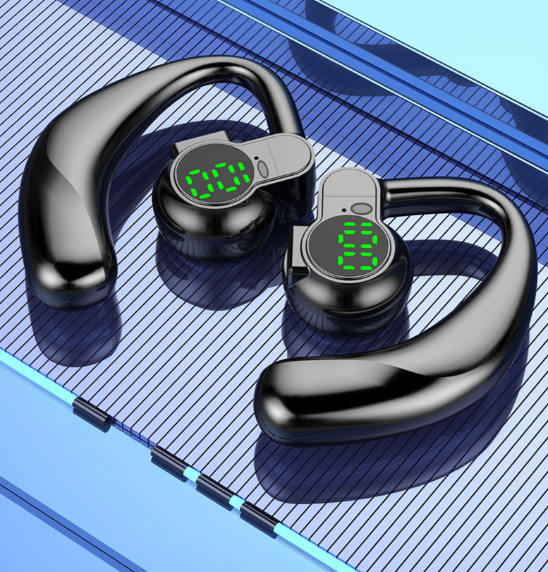 Auricolare Bluetooth girevole con display digitale universale, indossabile a sinistra e a destra, con suono ampio e batteria a lunga durata_voghion.com
