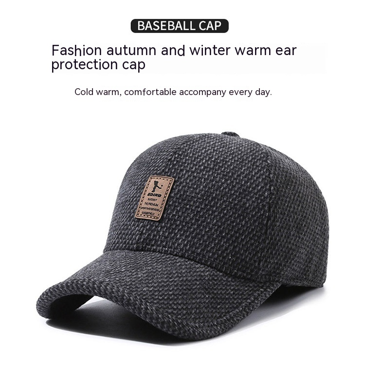 Nuovo cappello da uomo autunno e inverno cappello con lingua d'anatra protezione per le orecchie cappello di lana cappello da baseball da esterno ispessito resistente al vento e al freddo_voghion.com