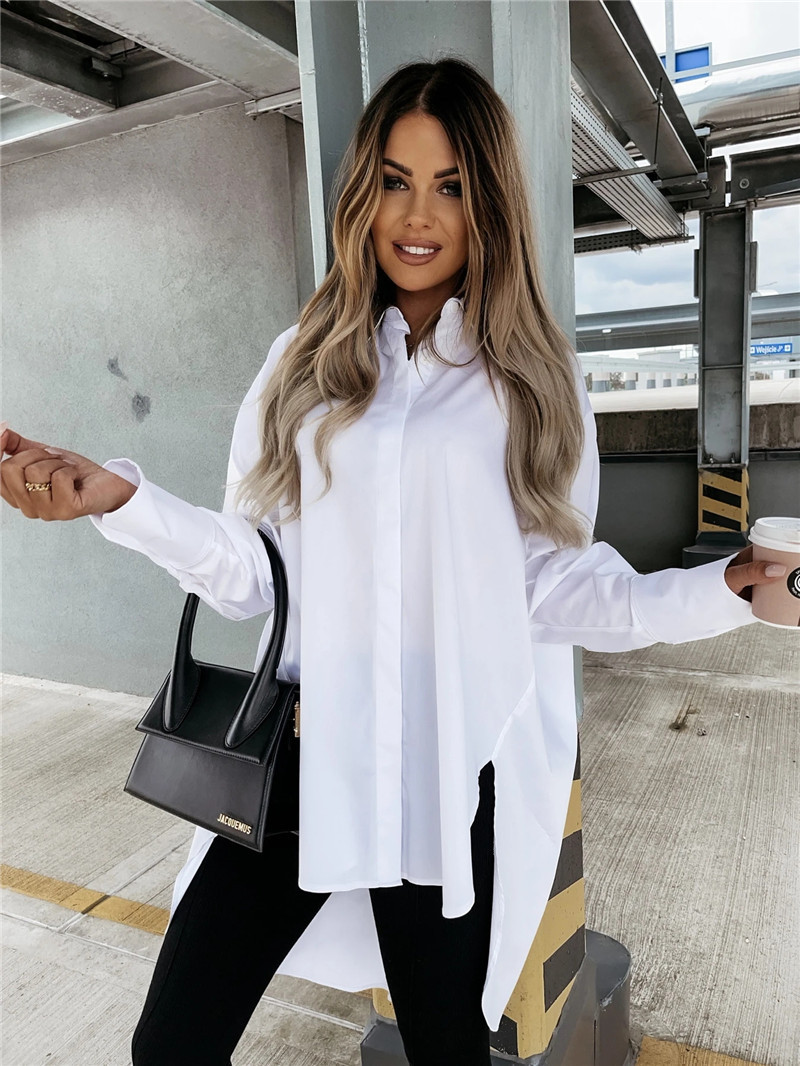 Women's Lapel Irregular Shirt Blouse_voghion.com