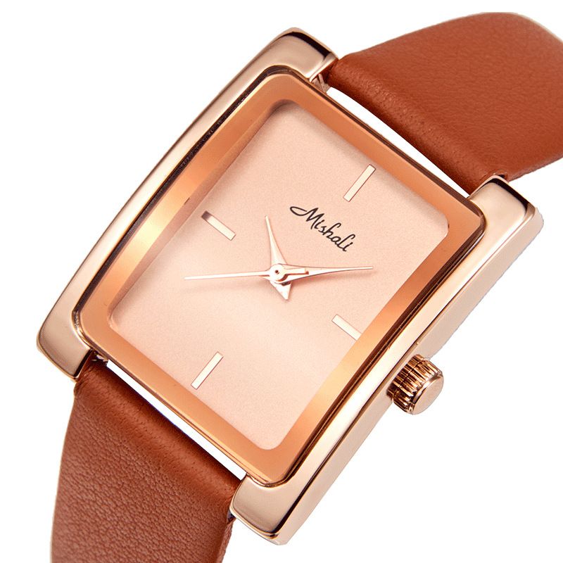 Women's Watches Simple Temperament Small Square Watch Black Gold Belt Quartz Watch_voghion.com