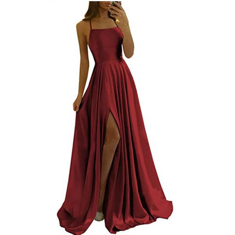 Abito da sera da donna con bretelle lunghe, abito da damigella d'onore, festa di laurea, abito slim temperamento_voghion.com