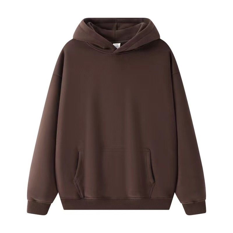 Felpa in pile da uomo, tinta unita, pullover da coppia, ampia, di media lunghezza, alla moda_voghion.com