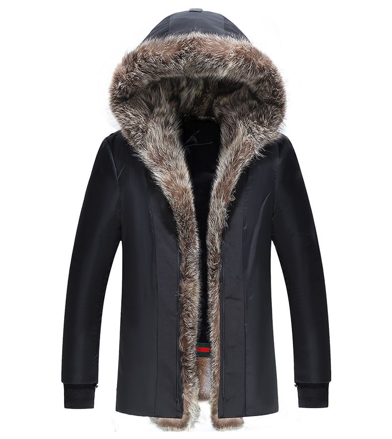 Herenkleding Parker heren vader echtgenoot Amerikaanse wasbeer kraag bontvoering halflange winterjas bont herenjas_voghion.com