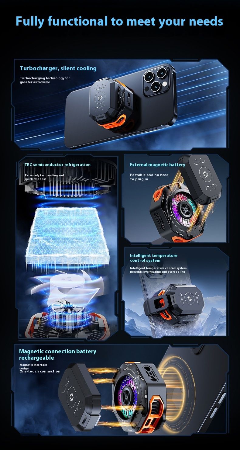 2025 Portable Mobile Phone Cooler With Rechargeable Battery, Wireless Semiconductor Cooling Fan Radiator, 2-Gear_voghion.com