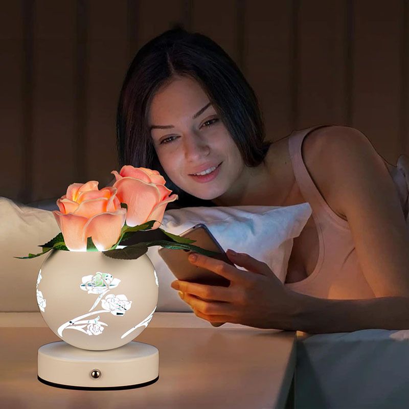 Neu Rose Nacht Ornament Desktop Dekorative Schreibtisch Lampe Schlafzimmer Bedhead Atmosphäre Licht Kreative Geschenk_voghion.com
