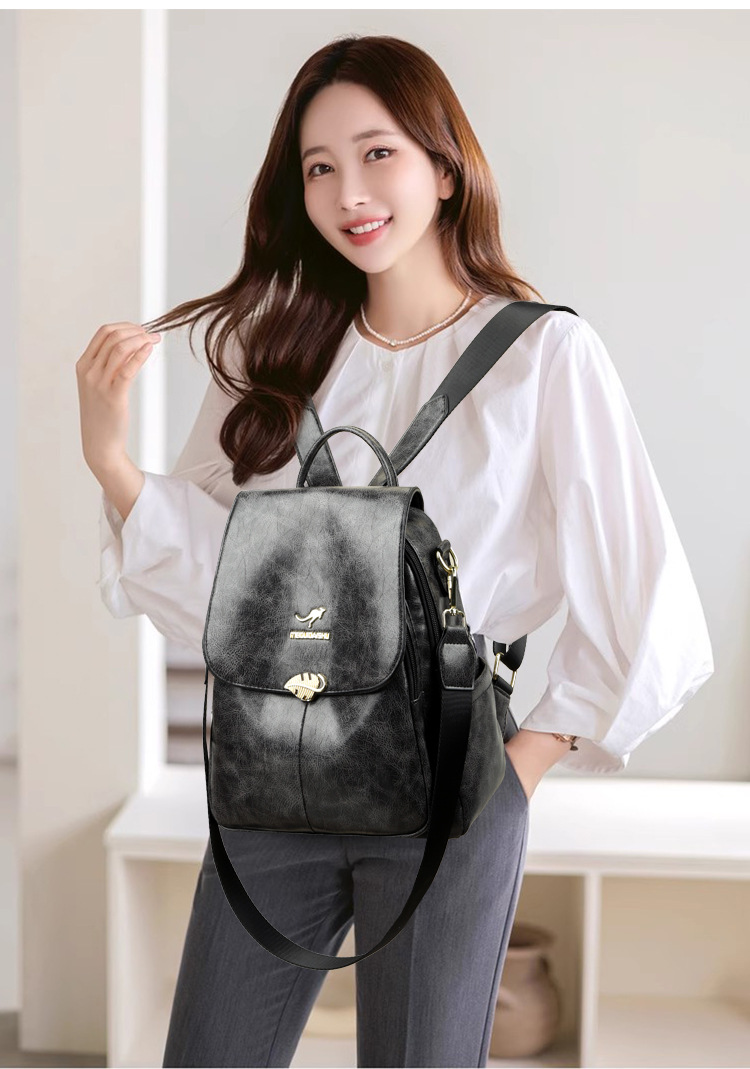 Mochila de couro macio para novo estilo feminino, simples e versátil, multifuncional, mochila de grande capacidade, bolsa feminina de ombro único_voghion.com