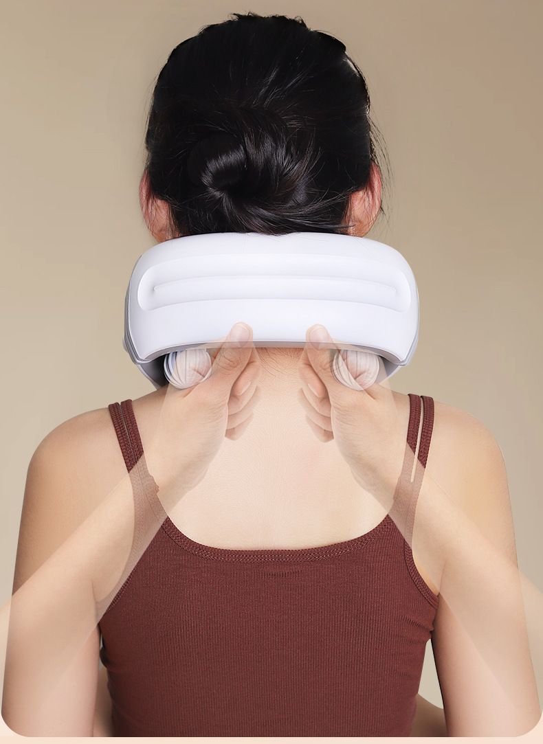 2-Node Electric Neck Massager – 5-Mode Shiatsu & Kneading Cervical Pillow With Heat, USB-Powered For Home/Office/Travel (Model H81, White)_voghion.com
