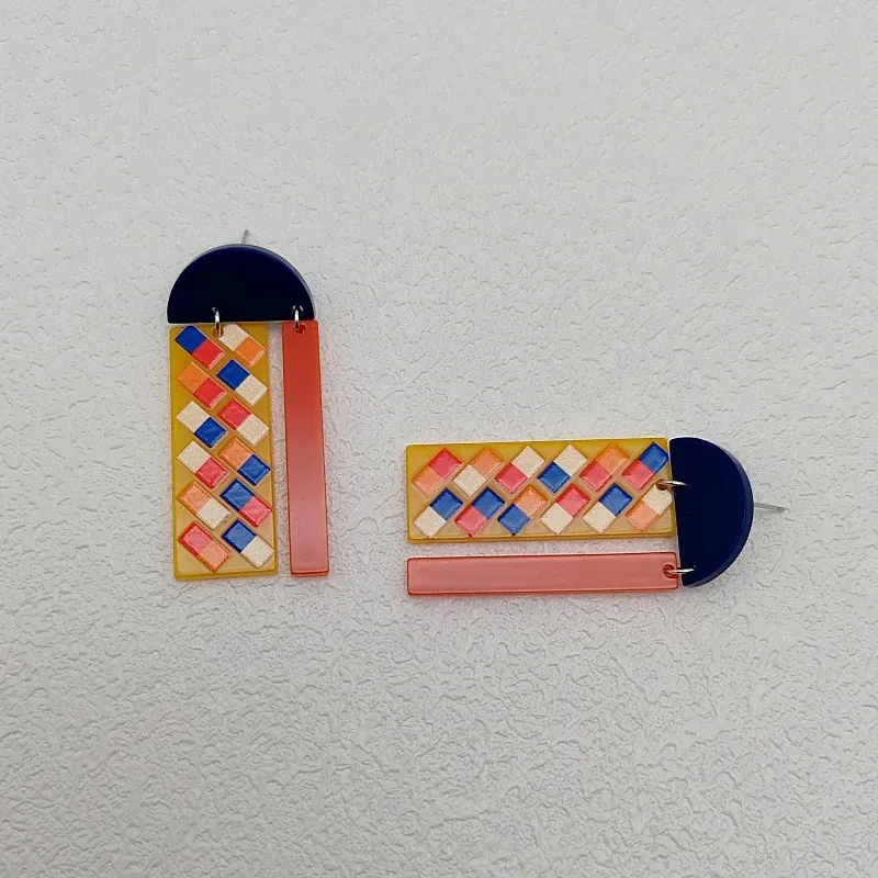 Top Sale Colourful Dangle Earrings For Women Accessories Geometric Shape Stud Earring Y2K Pendientes In Acrylic Earings_voghion.com