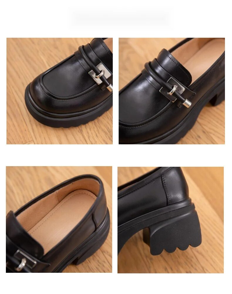 Britischer Stil, kleines Leder für Damen, 2024, neue oberste Schicht, Rindsleder-Absatz-Loafer, vielseitige Freizeitschuhe mit dicker Sohle_voghion.com