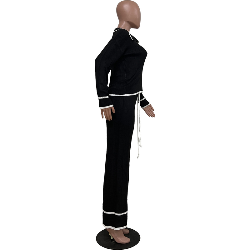 Pantaloni larghi in maglia casual da donna_voghion.com