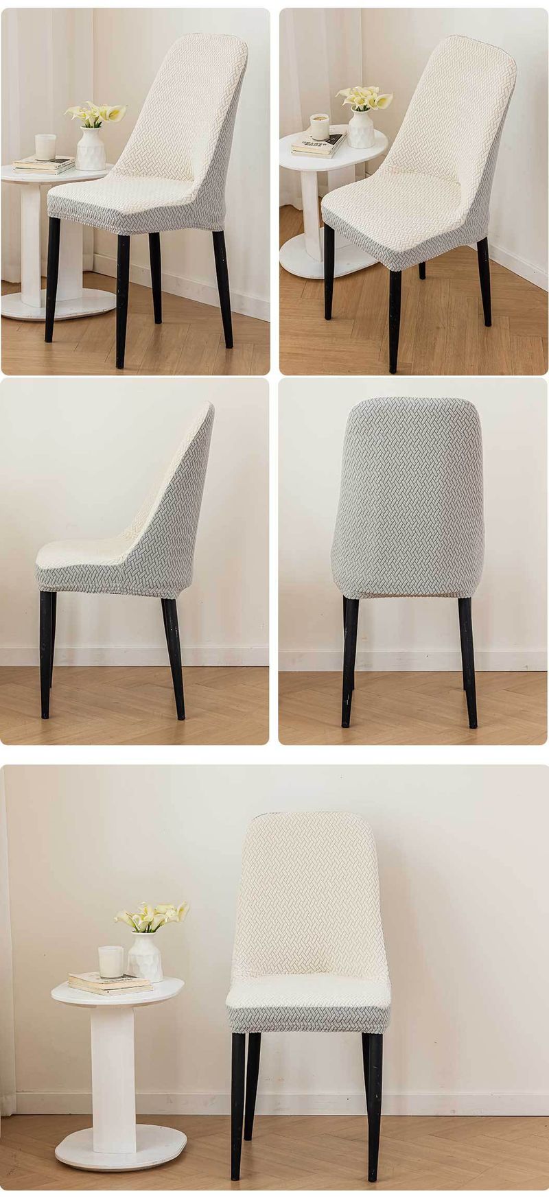 Coprisedie jacquard minimalisti e moderni: elasticizzati, antiscivolo, universali per sedie da pranzo con schienale curvo (motivi malto e geometrici)_voghion.com