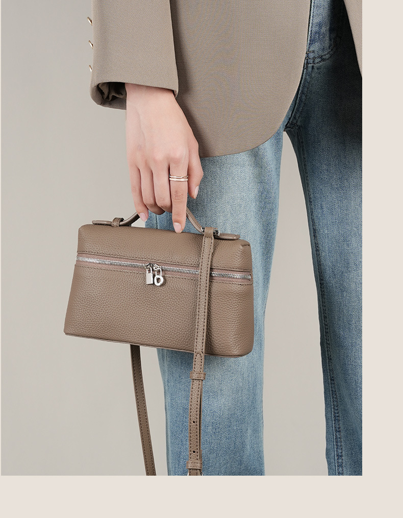 Borsa a tracolla piccola da donna in vera pelle di vacchetta LP19 Lunch, stile Gigi, 2025, con tracolla a mano_voghion.com
