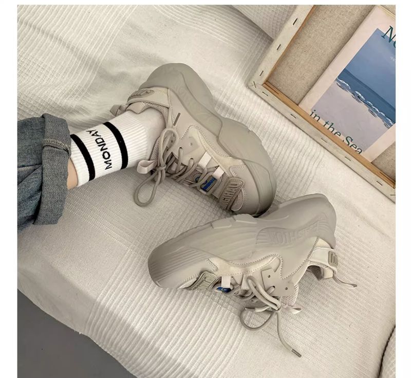 Atmungsaktive Wanderschuhe für Damen mit dicker Sohle, multifunktionale Freizeit-Sneakers, Papa-Schuhe für Damen_voghion.com
