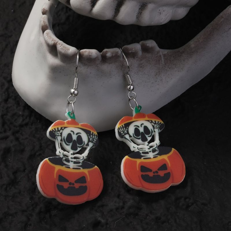 Nuovi orecchini a forma di zucca fantasma di Halloween, in acrilico, completamente personalizzati, ecologici_voghion.com