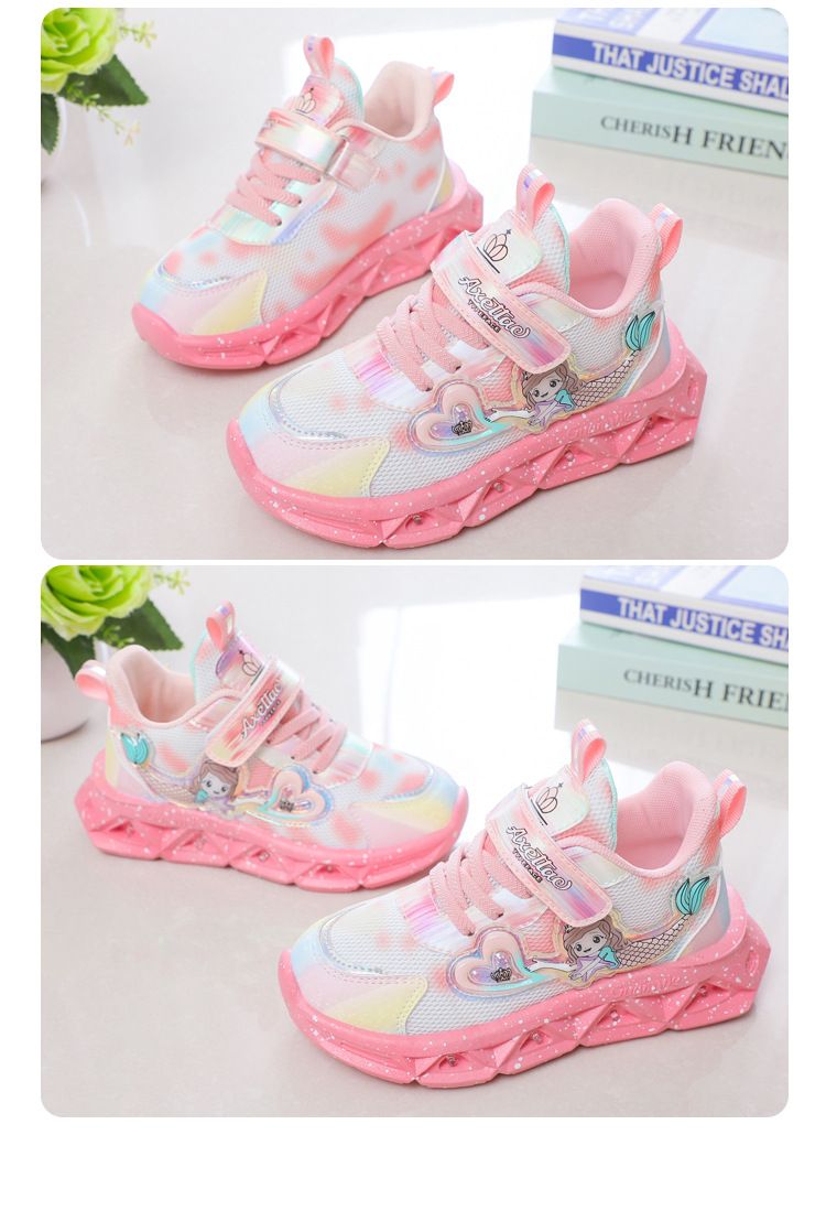 Children with light sneaker 2024 spring and autumn mesh breathable children's shoes medium and small children Princess lightweight casual shoes_voghion.com