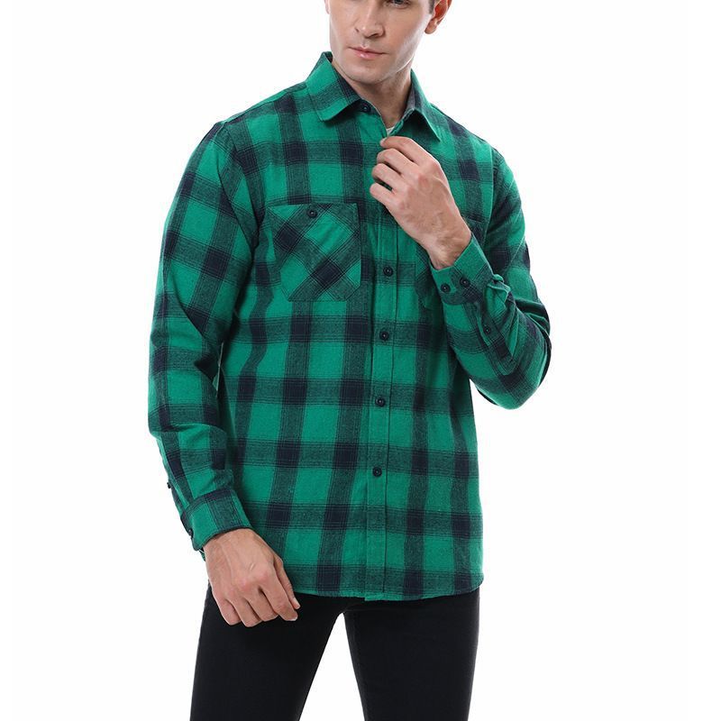 camicia calda da uomo in flanella scozzese 8103_voghion.com