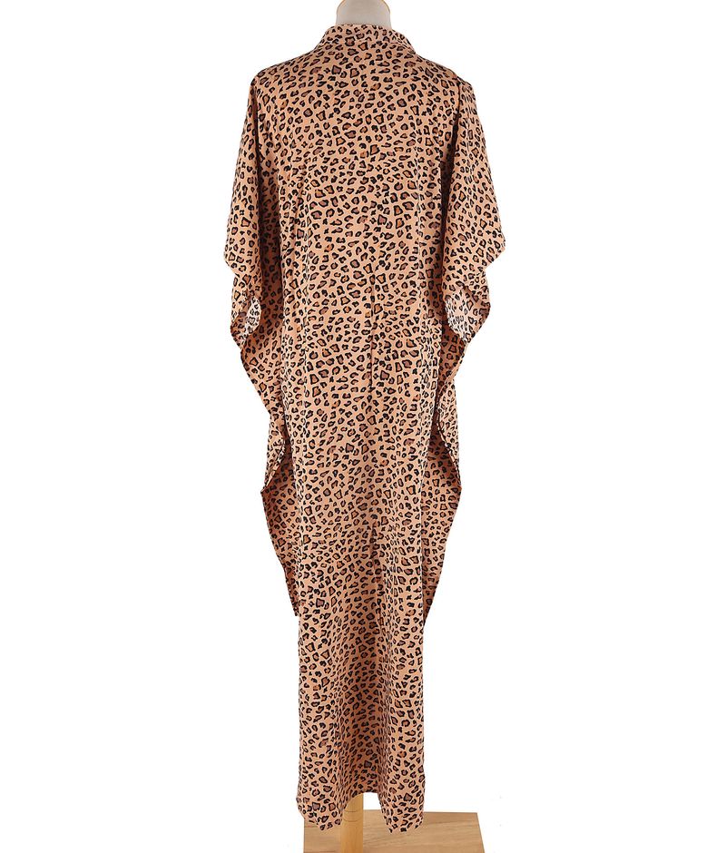 Vestido largo con estampado de leopardo para mujer, túnica playera, protección solar, traje de baño envolvente_voghion.com