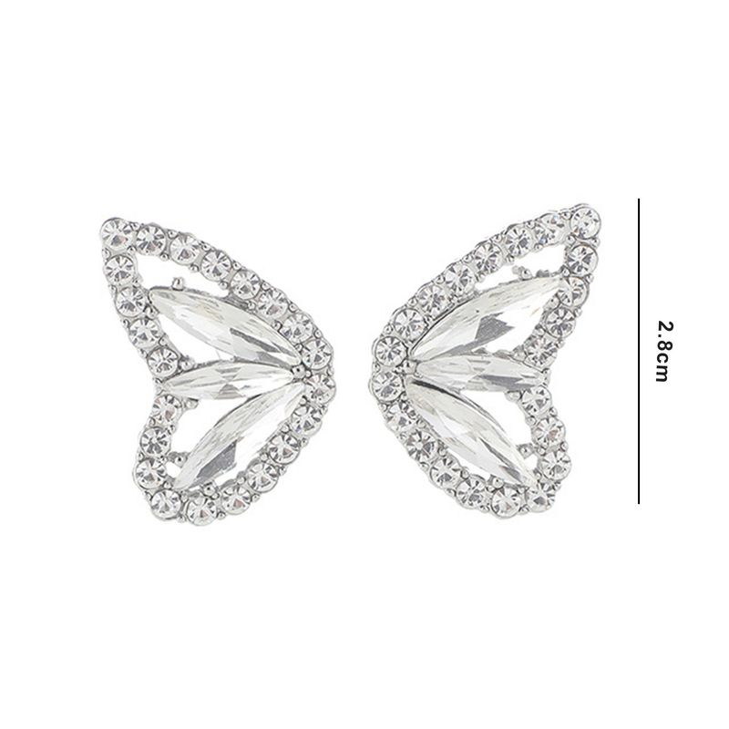 Yamaler 1 Pair Ear Studs Faux Crystal Elegant Hypoallergenic Bling Rhinestone Butterflies Wing Women Earrings Fashion_voghion.com