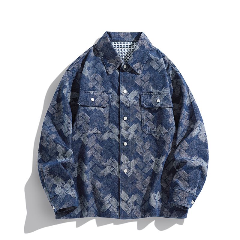 Giacca con colletto da camicia da uomo e da donna di marca americana alla moda denim primavera/autunno 2025_voghion.com