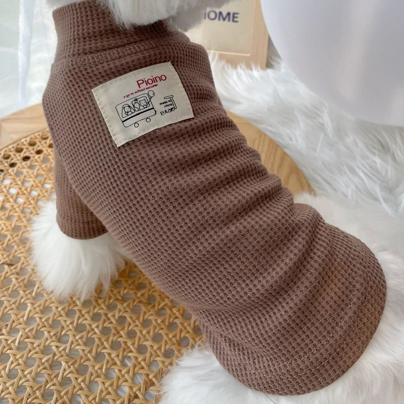 Maglietta con logo dello scuolabus e base a nido d'ape per cuccioli, orsacchiotti, barboncini, cani di piccola taglia, gatti, a due zampe, autunno e inverno_voghion.com
