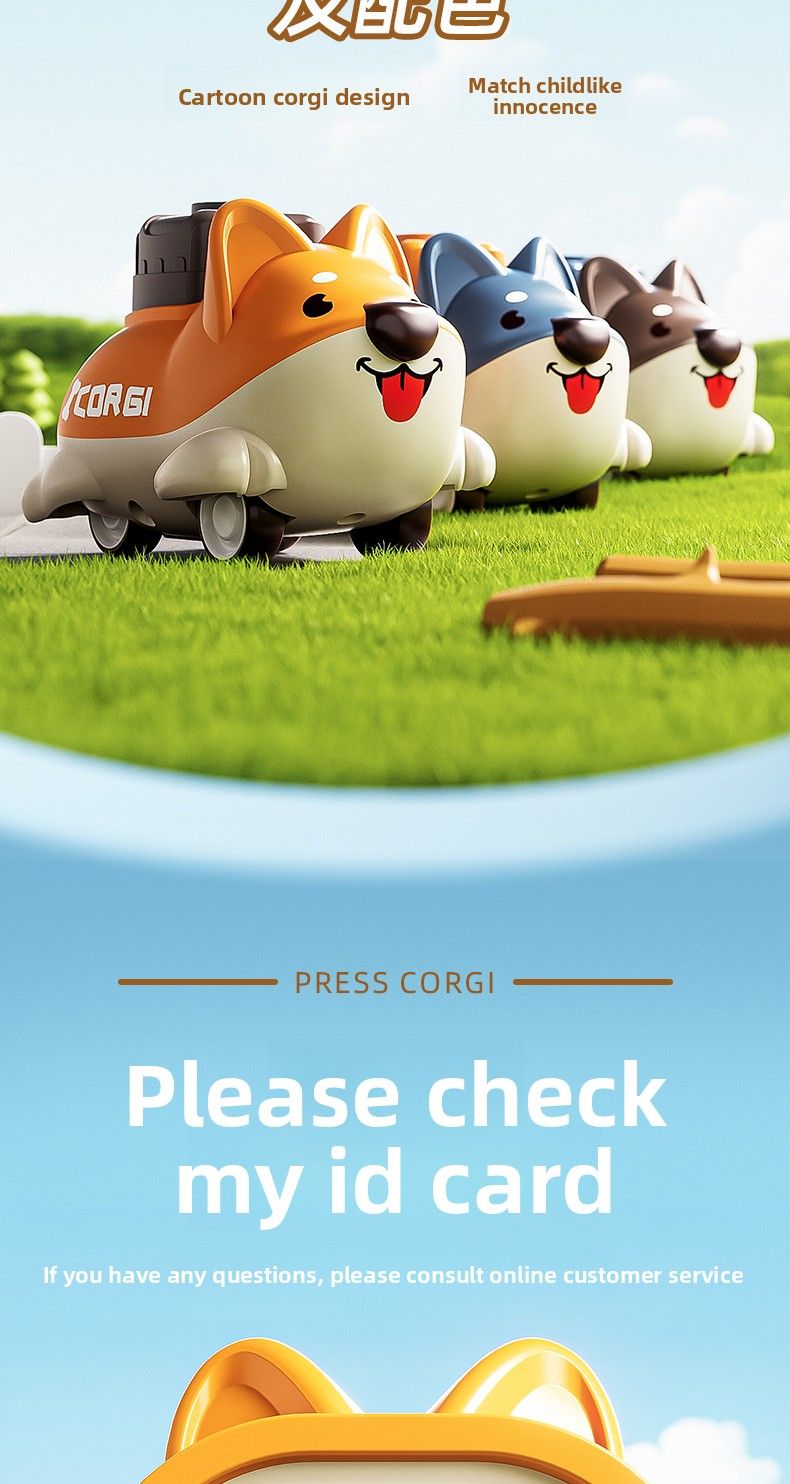 Cartoon Corgi Push Inertia Sliding Pull Back Boys And Girls Baby Toddler Educational Puppy Toy Car Racing_voghion.com