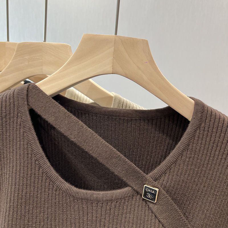 ragazza 100kg Indossabile Maglione alla moda di quest'anno per donna, Autunno Inverno, Elegante e unico Top, Strato di base lavorato a maglia irregolare per_voghion.com