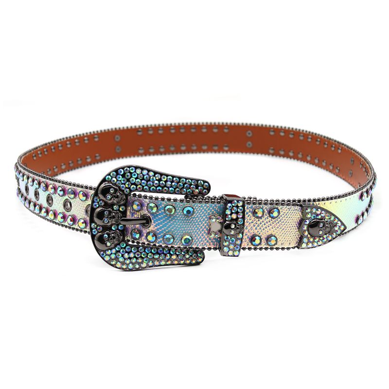 Western Luxury New Skull com cinto de diamante de água incrustado masculino Hip Hop Punk Style Trend_voghion.com