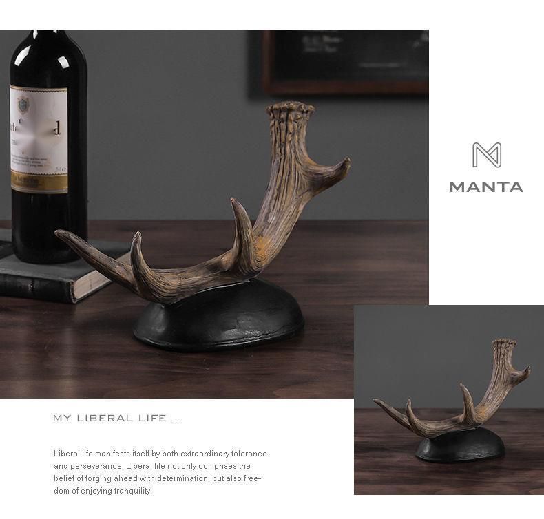 European Style Antler Cabinet High-end Home Entrance Liquor Bottle Wine Rack Decoration_voghion.com