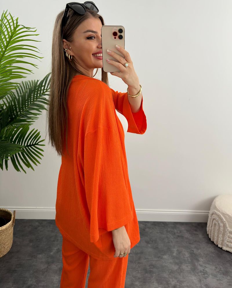 Damenbekleidung Anzüge für Damen im Frühling und Herbst Langarmhemden Einfarbige, plissierte, elastische Taille, lockere Hose, zweiteiliger Anzug_voghion.com