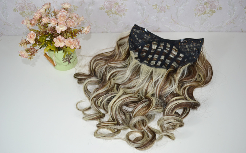 Synthetic hair U-shaped half head wig for women's medium large wave pear curl with natural fluffy long curly hair_voghion.com