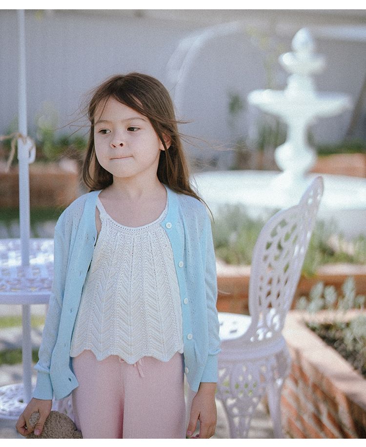 "Breathable Knit Cardigan For Girls – Lightweight Summer Cover-Up With Hollow Design & UV Protection"_voghion.com