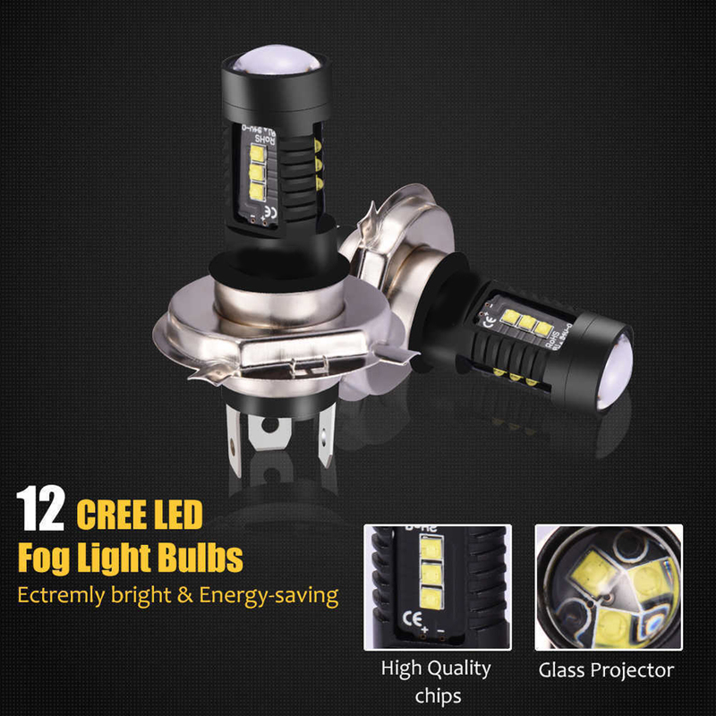 Yuanmheng 2Pcs H4 9003 60W 6000K Veicolo per Auto LED Faro Alto Anabbagliante Fendinebbia Lampadina_voghion.com