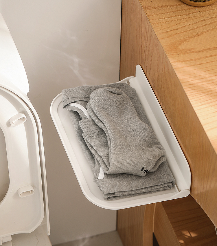 Bathroom Shelf, Toilet Wall Mounted Non Perforated Folding Board Tray_voghion.com
