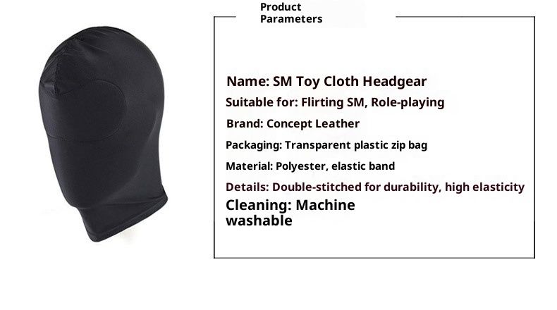 LuvBox SM Props Schwarze Erwachsenenmaske mit Nasenlöchern, Reißverschluss, Fesselung, erotische Kopfbedeckung für Frauen_voghion.com