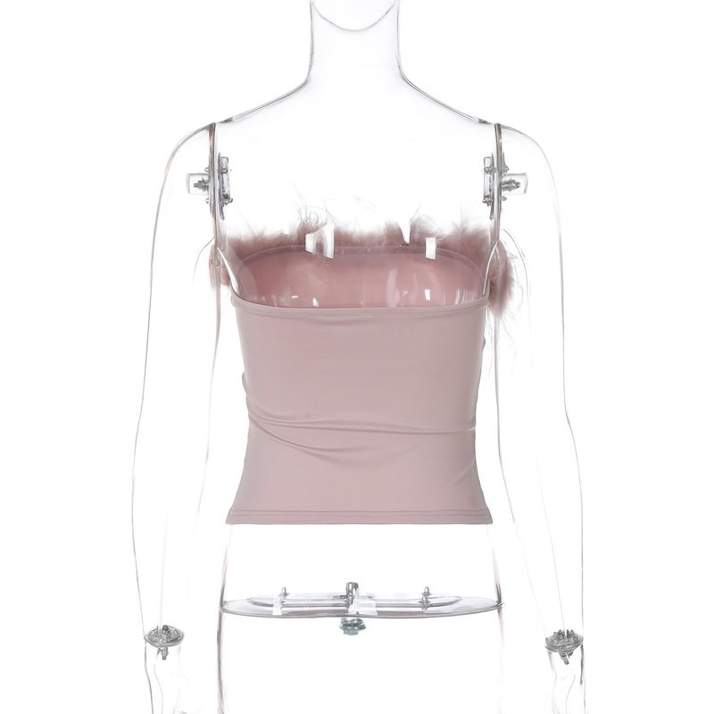 Ropa de mujer Primavera/Verano 2025 Nueva moda Conjunto sexy con flecos en el pecho, escote sencillo y ajustado._voghion.com