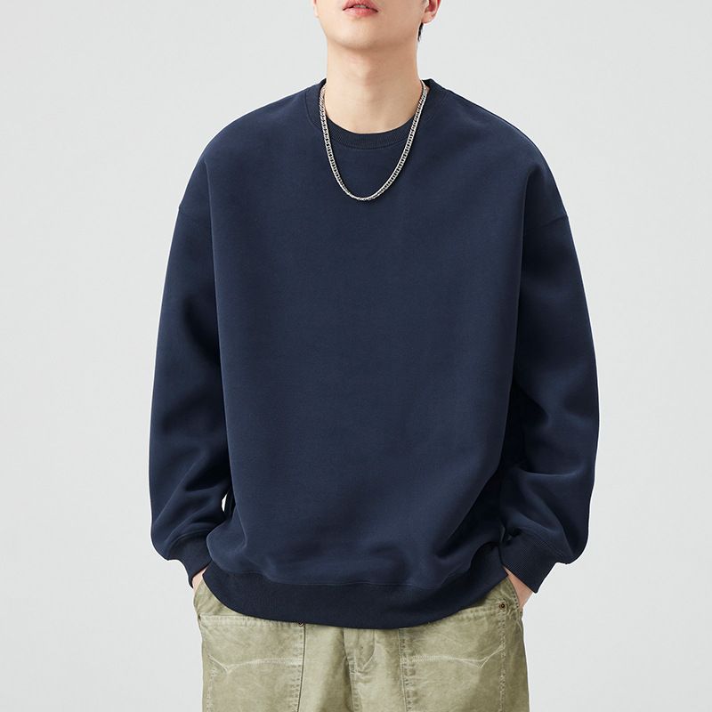 xxbro Felpa girocollo con fodera in pile, semplice, versatile, da uomo, autunno inverno, nuova tendenza, maglietta casual ampia_voghion.com