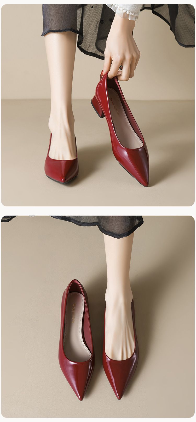 Pointed Single Shoes Women's Light Mouth Thick Heel High Heels One Pedal Black Commuter Work Shoes_voghion.com