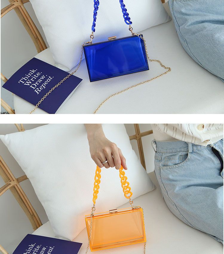 Nuova piccola borsa da banchetto in acrilico color gelatina quadrata coreana, borsa a tracolla con tracolla singola a doppia catena_voghion.com