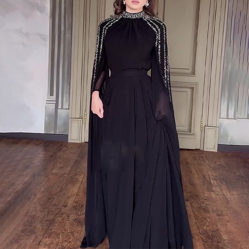 Damenbekleidung Frühling und Sommer Damen Strass Robe Abendkleid_voghion.com