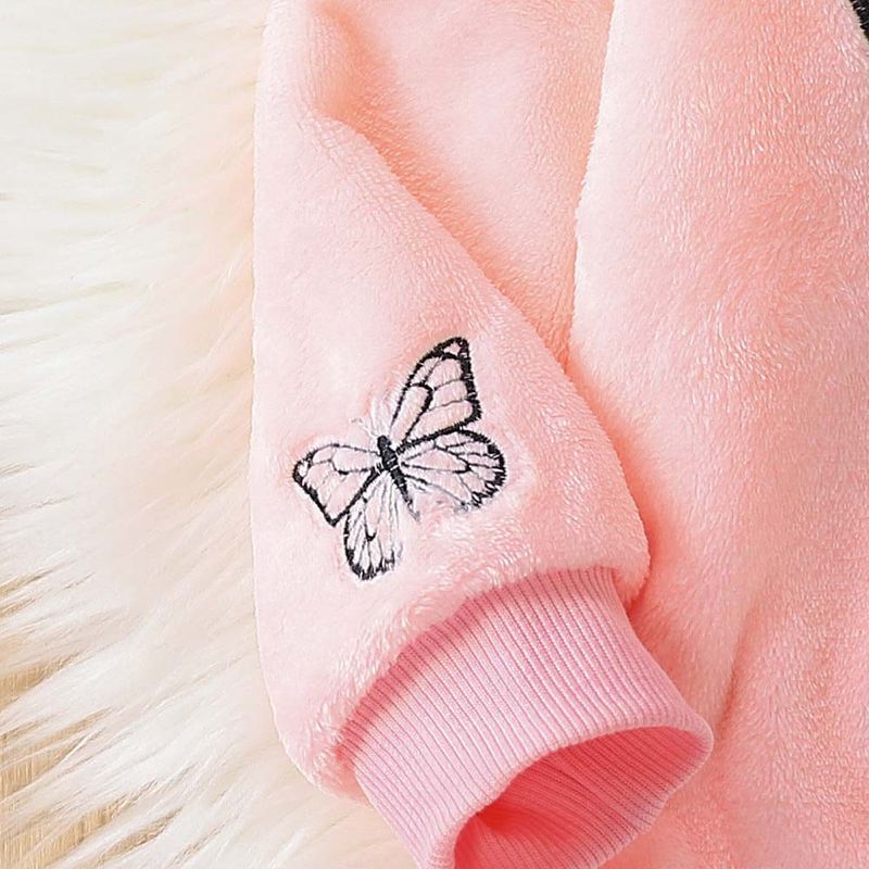 Abbigliamento per bambini, completo da bambina, autunno e inverno, con farfalla ricamata, felpa con cappuccio e pantaloni, completo da due pezzi, completo caldo in flanella alla moda per bambini_voghion.com