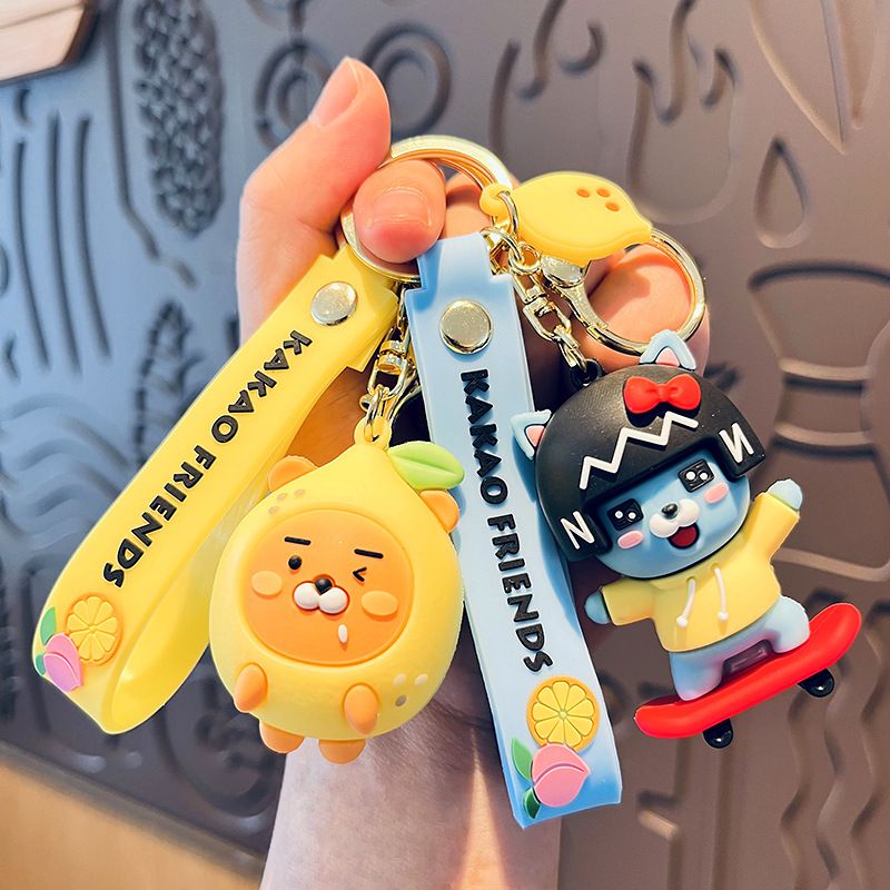 Cartone animato frutta carino scoreggia pesca re portachiavi colla bambola auto borsa ciondolo coppia piccolo regalo_voghion.com