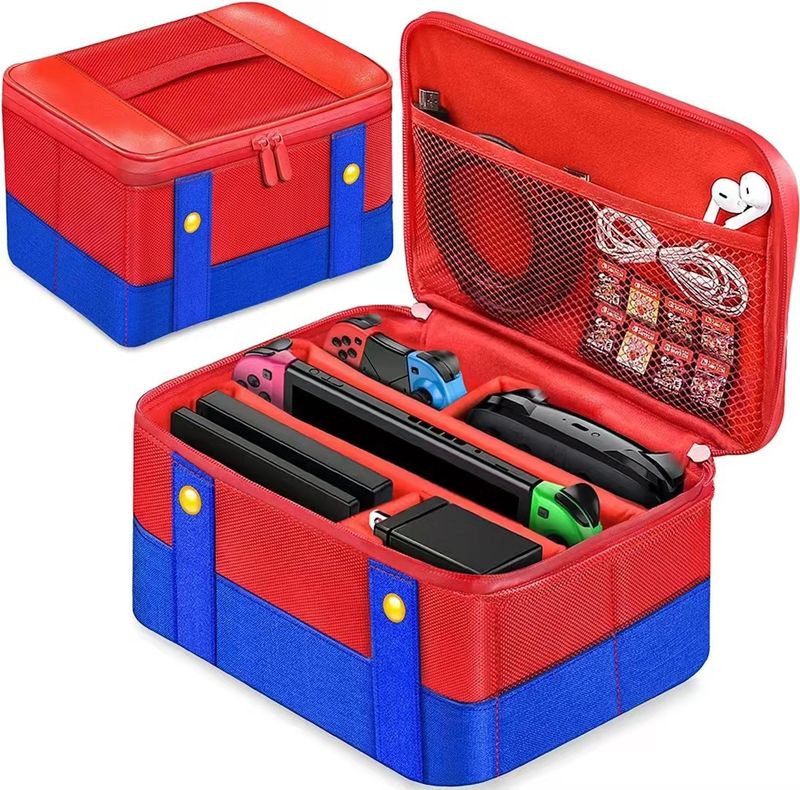Super Switch Storage Case - Large Hard Shell Travel Bag For Switch Console & Accessories - Lightweight Nylon With Official Design_voghion.com